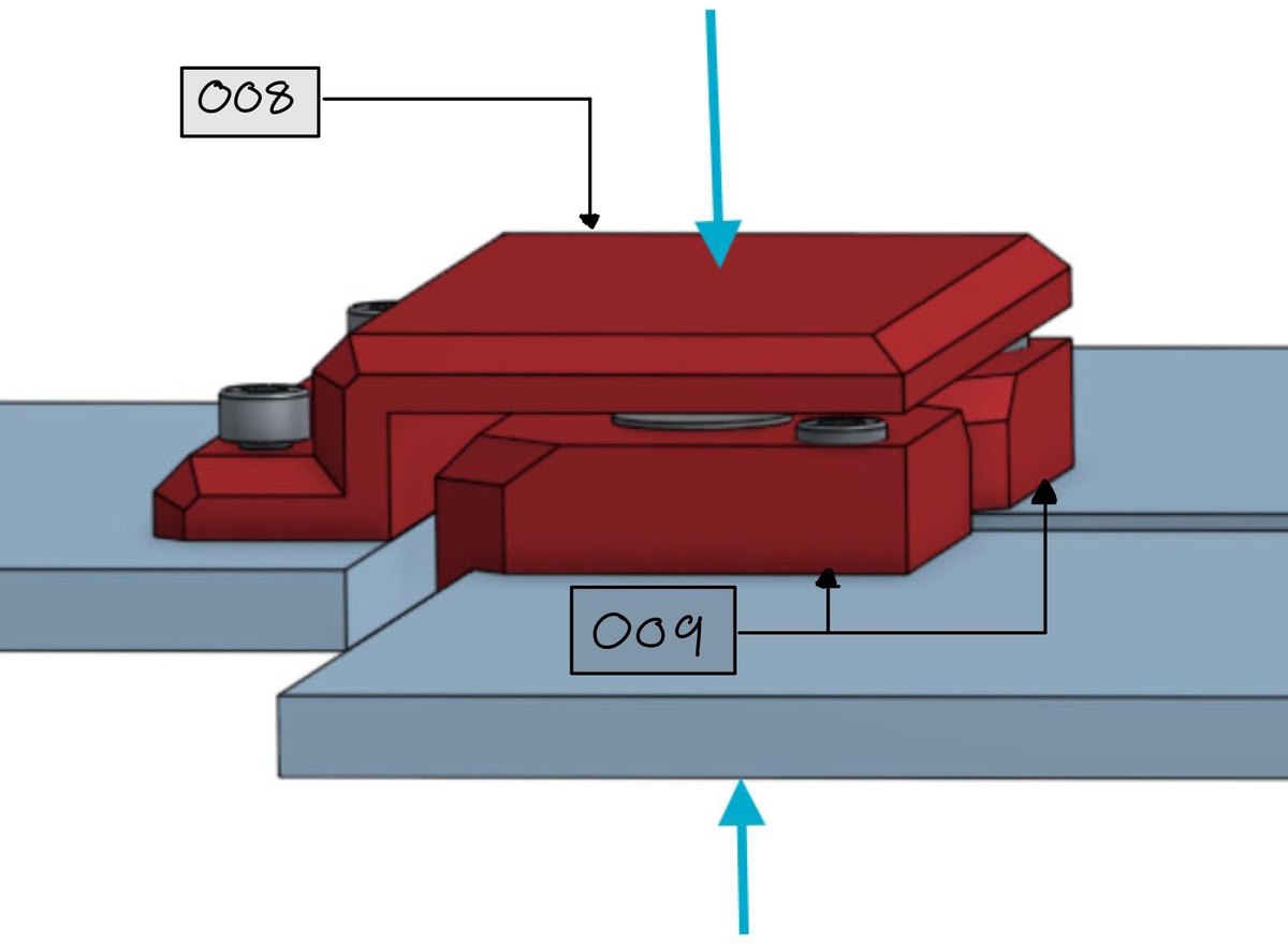 CAD detail showing the drop-down magnet holder on the door meeting the corner magnet holder on the frame, with the magnet faces mating between them.